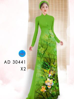 Vải Áo Dài Hoa In 3D AD 30441 23